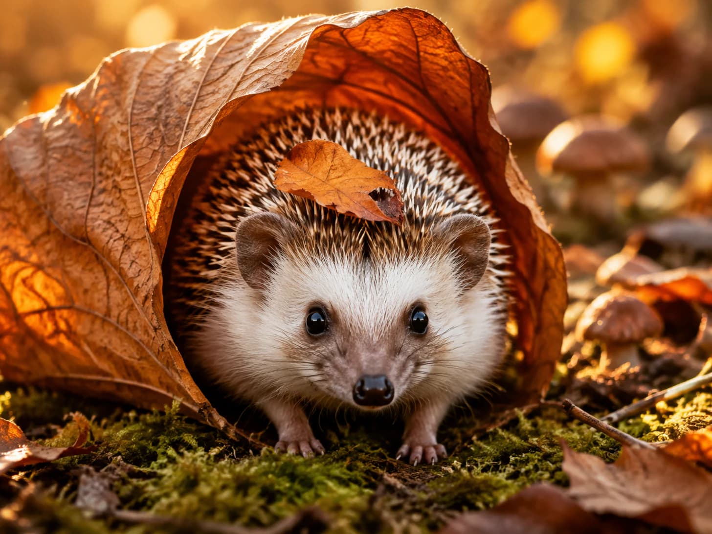 Thistle has moved into a leaf, and is wearing a second leaf, apparently as a hat.