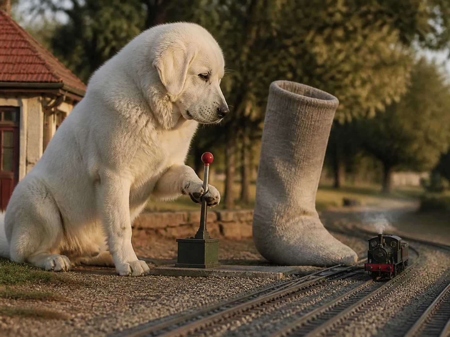 Tansy II was promoted to train dispatcher handling one tiny late train; unfortunately, a single enormous sock appears without explanation.