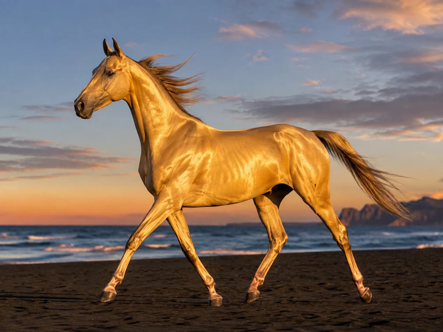 Zephyr on the sand at last light. The coat really does that on its own.