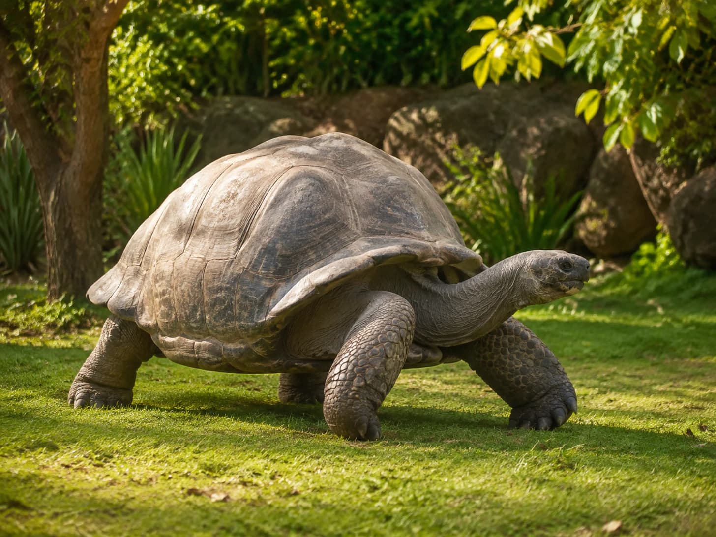 Humphrey set off across the lawn this morning. He should reach the far hedge by Thursday.