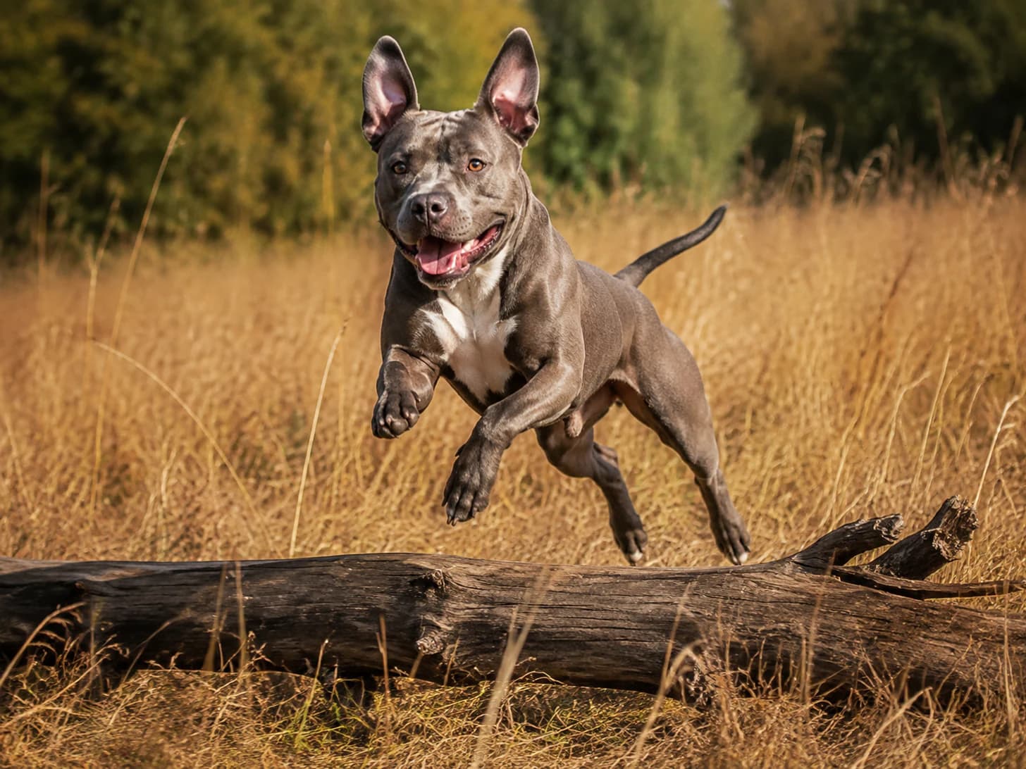 Bruno takes the log every single time, including on the way back, when nobody is asking him to.