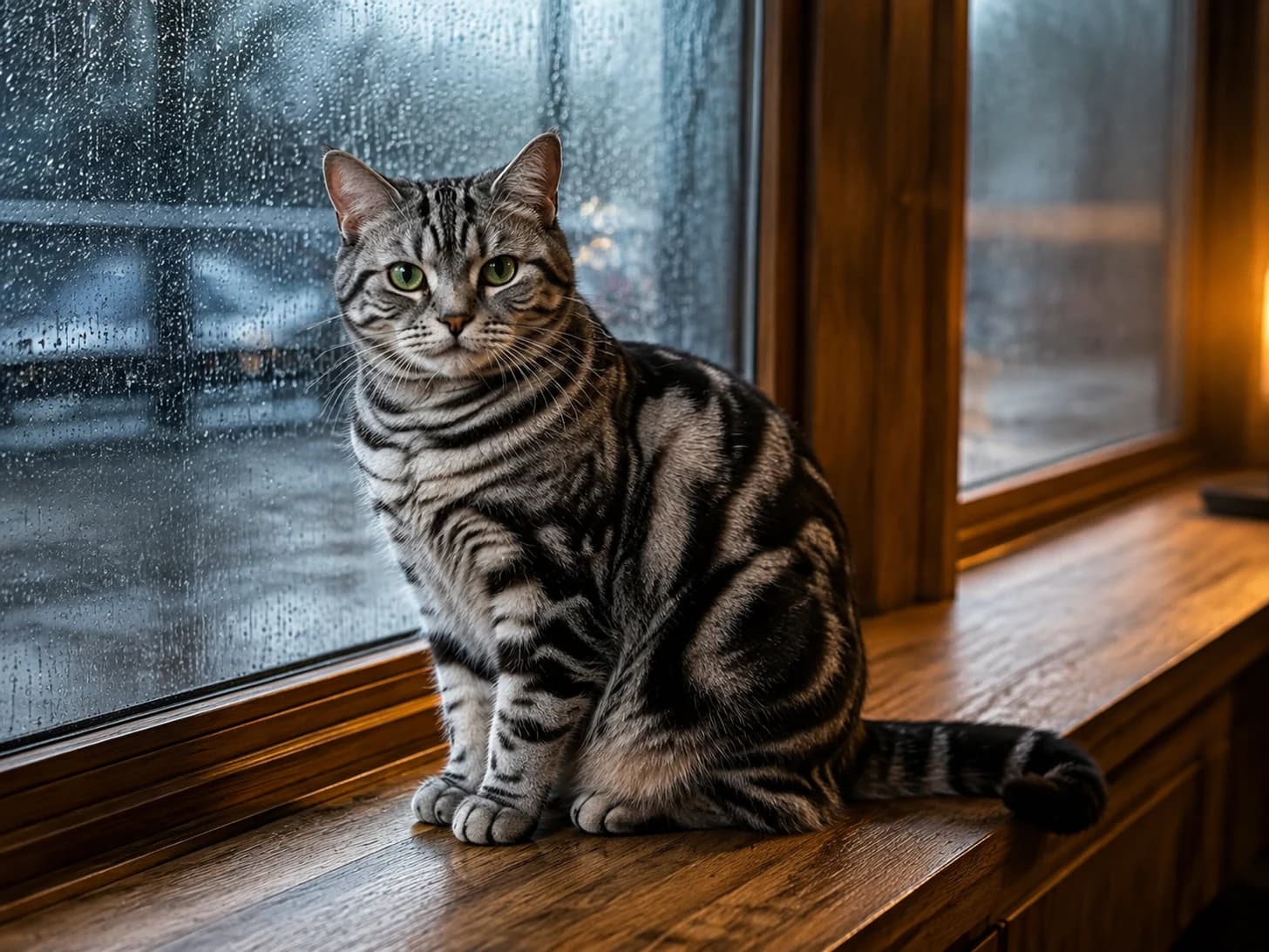 Pepper has been supervising the rain for two hours and has no plans to stop.