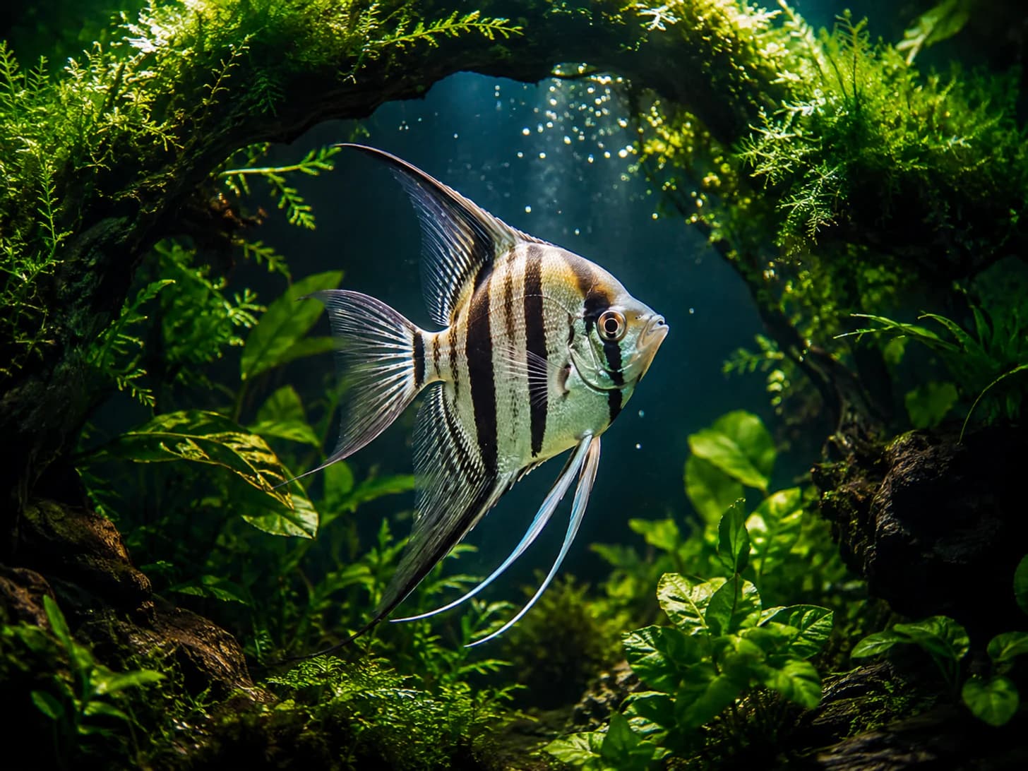 Bishop patrols the planted end of the tank and regards the whole thing as his.