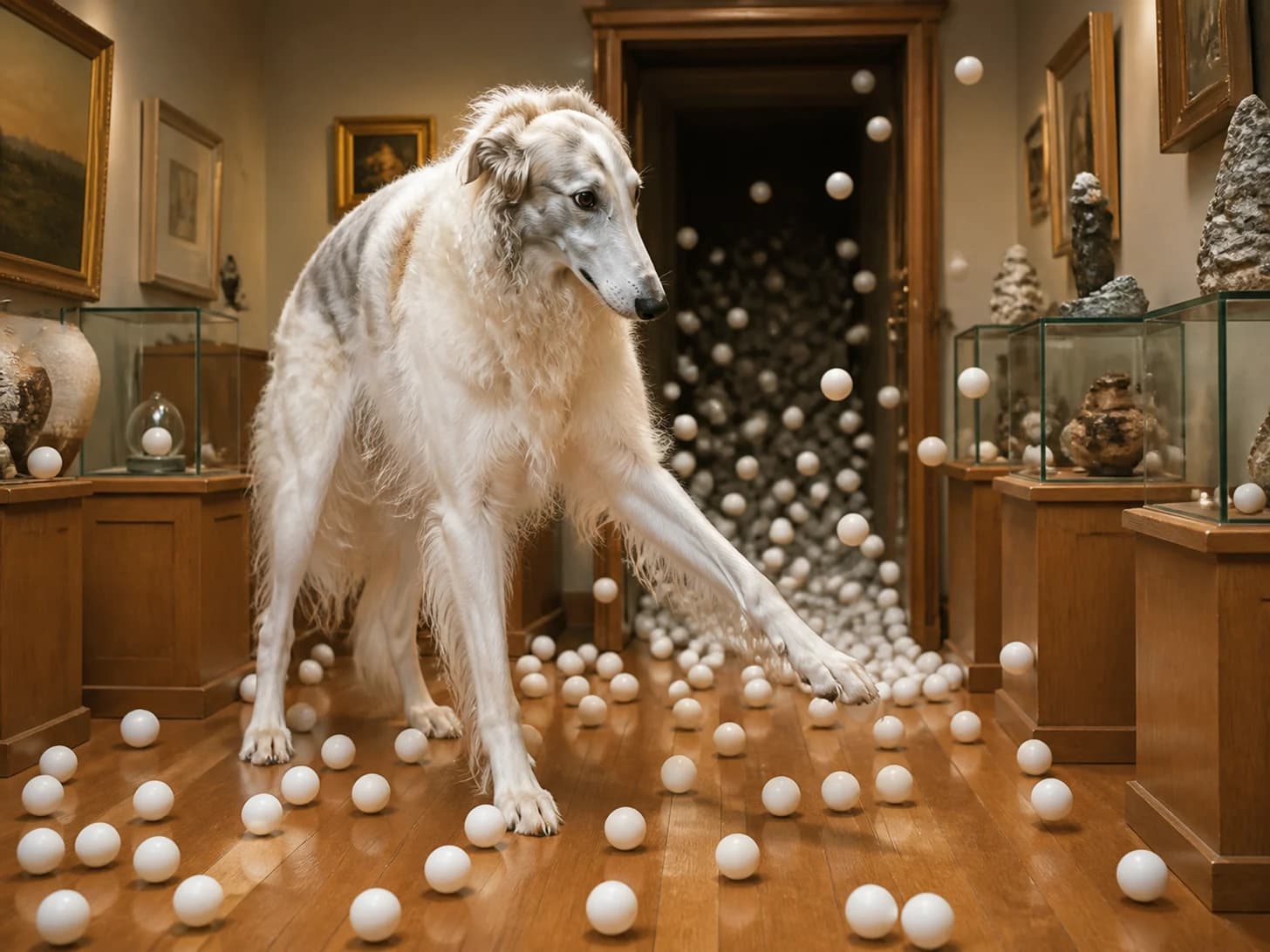 Cobweb III was promoted to meticulous museum curator; unfortunately, dozens of ping-pong balls escape at once.