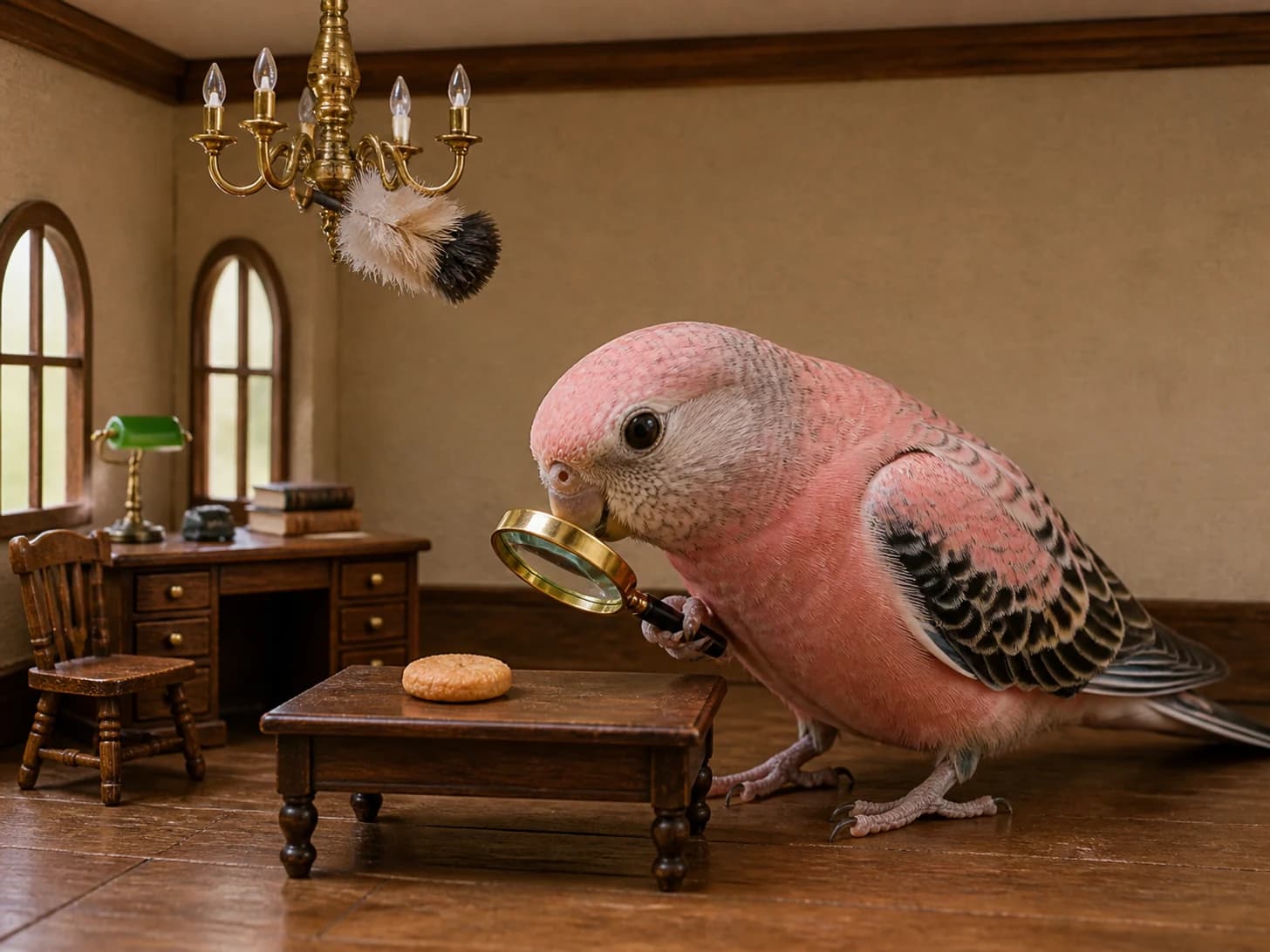 Bramble X was promoted to detective examining one suspicious biscuit; unfortunately, a feather duster gets stuck in a tiny chandelier.