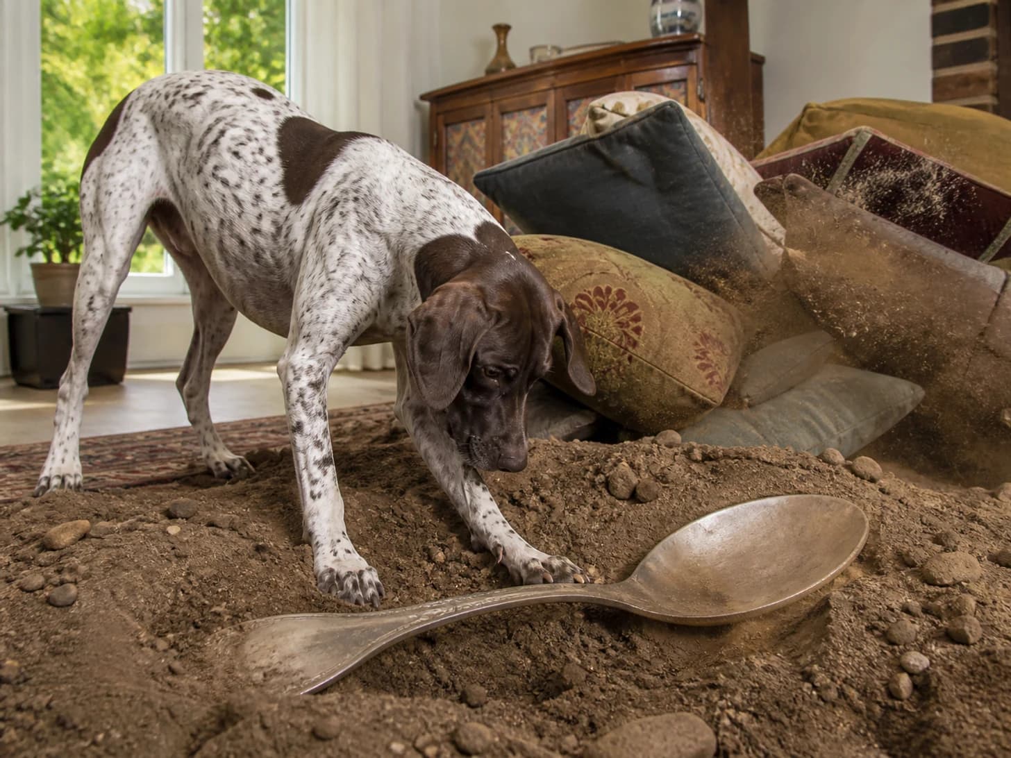 Fable V was promoted to archaeologist uncovering a giant spoon; unfortunately, a pile of cushions slowly topples.