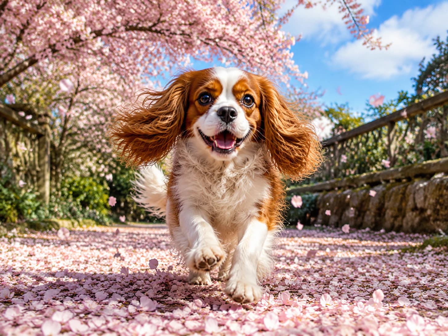 Poppy runs the blossom avenue every spring and brings half of it home in her ears.