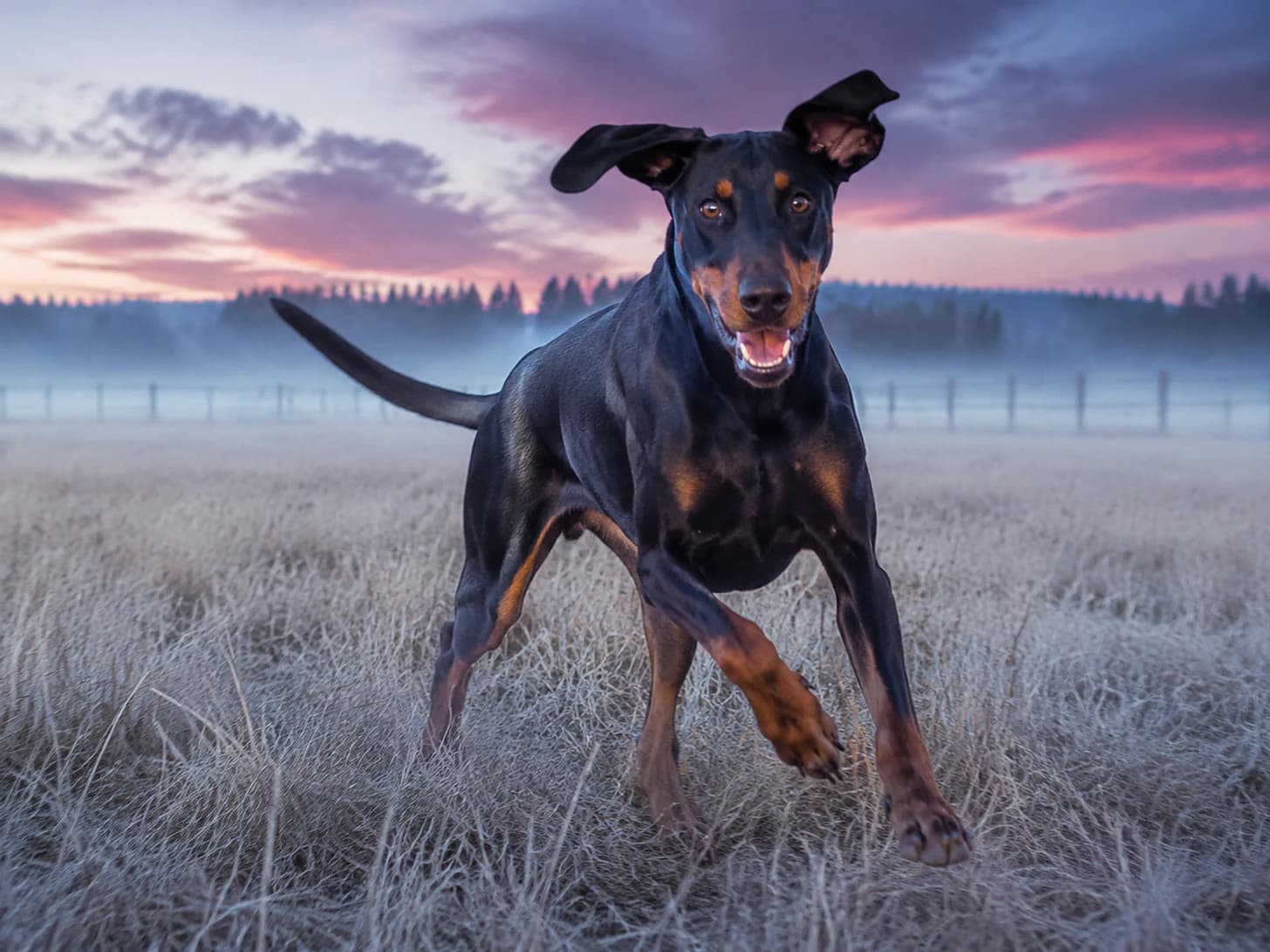 Zara does one enormous lap of the frosted field before she will even consider breakfast.