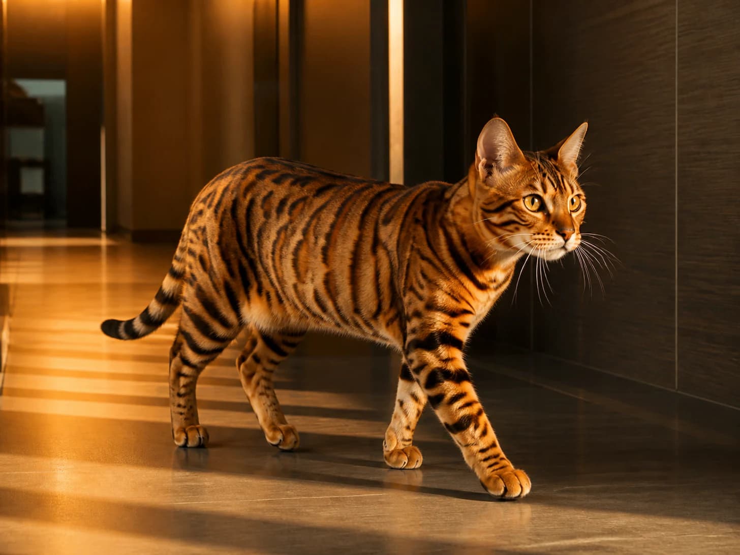 Sable walks the hall at night as though the corridor belongs to something much larger.