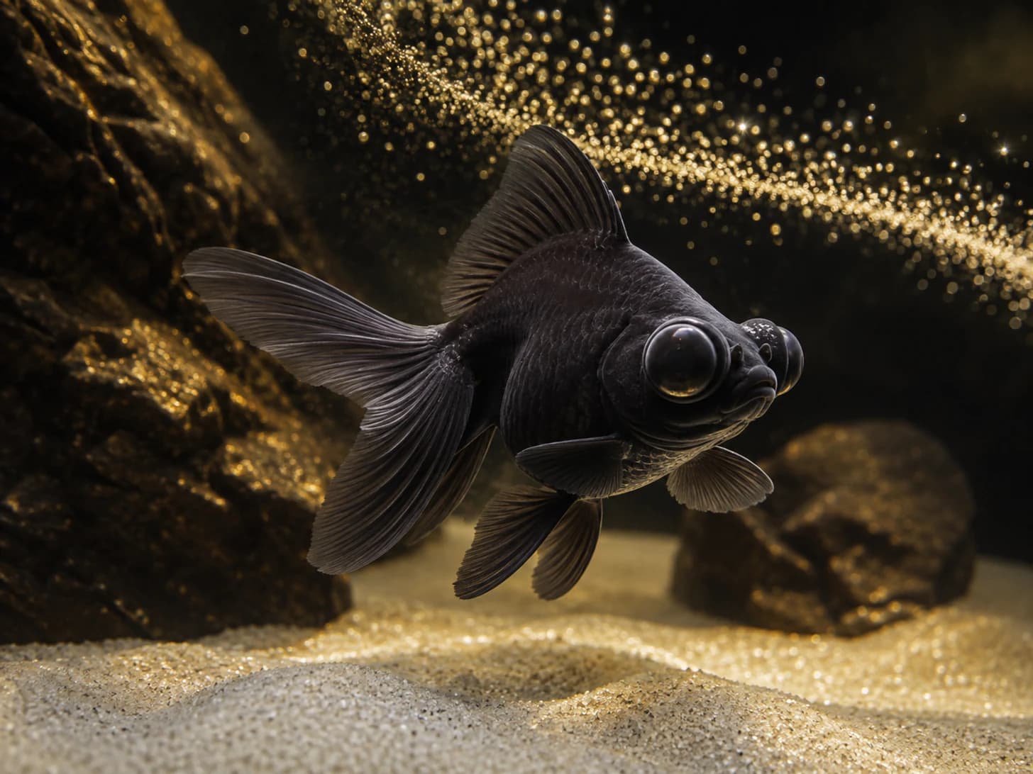 Inky drifts along the bottom looking permanently astonished by his own bubbles.