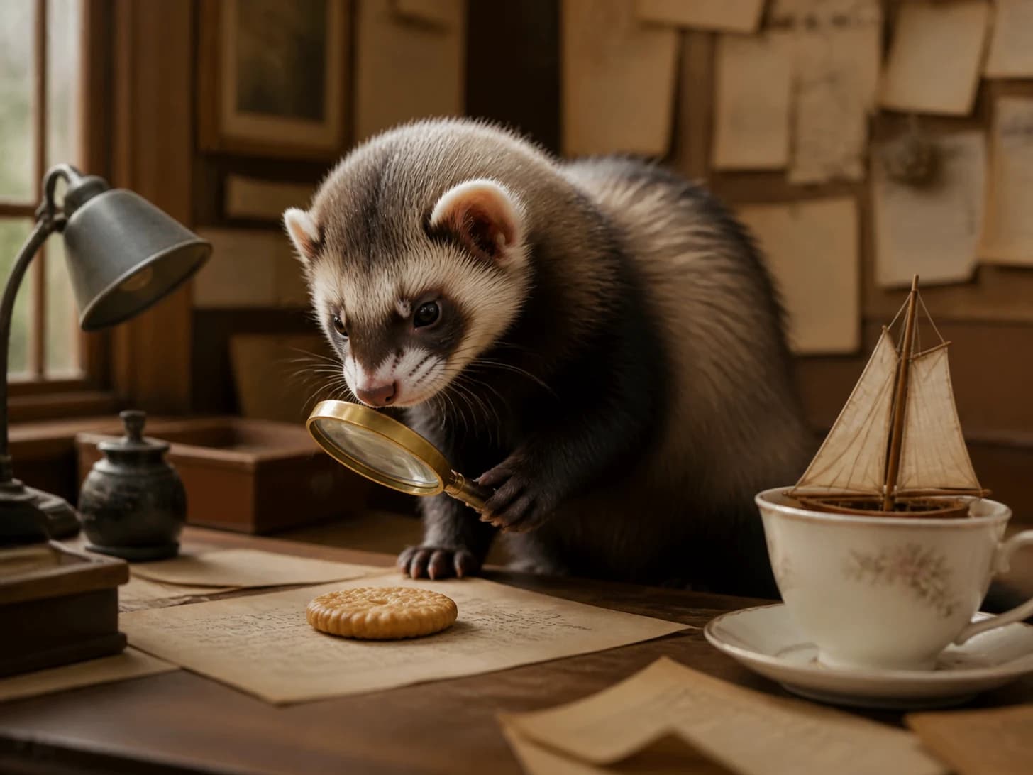 Damson VI was promoted to detective examining one suspicious biscuit; unfortunately, a model sailboat becomes stranded in a teacup.