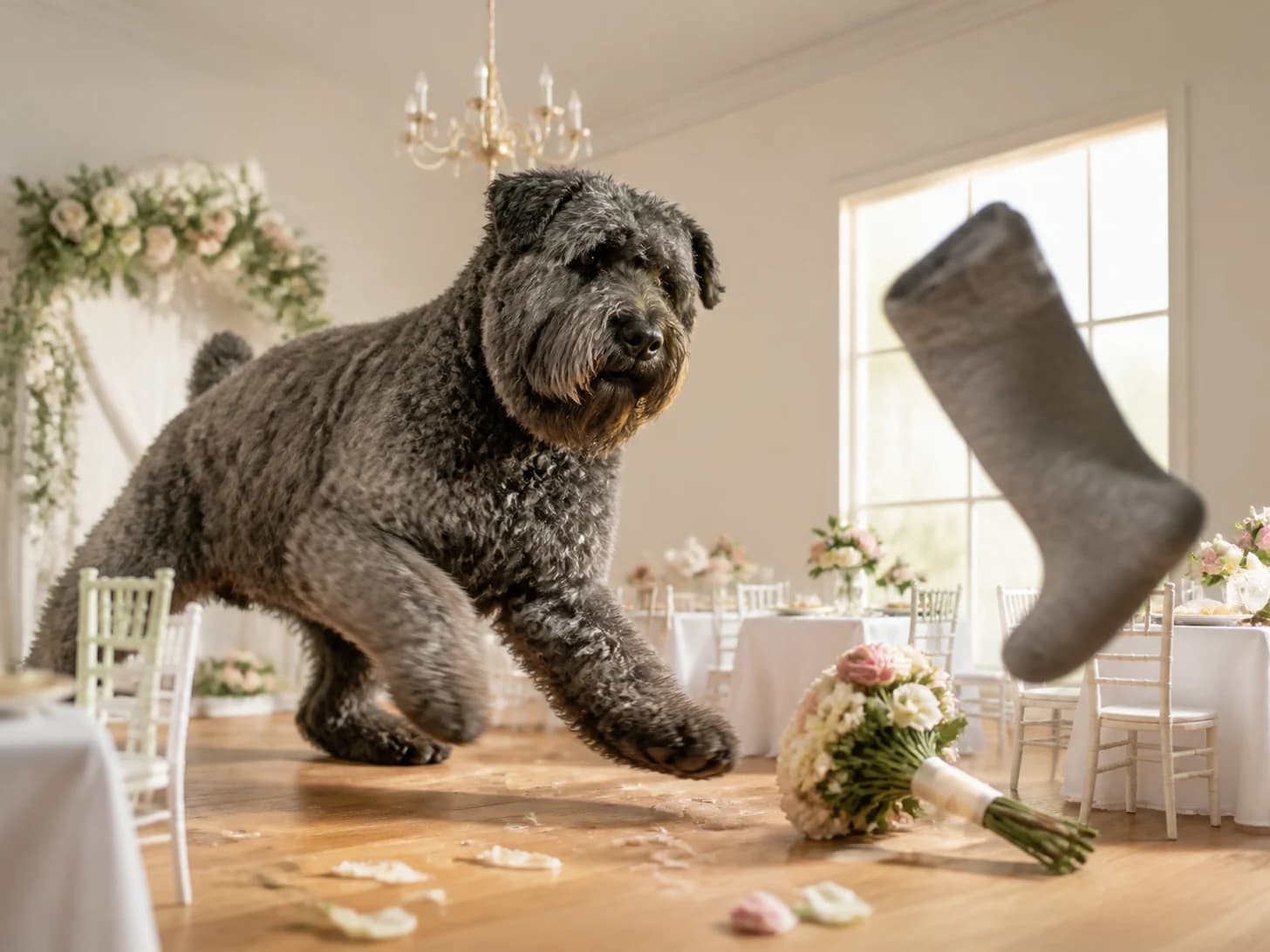 Ivy II was promoted to wedding planner facing a runaway bouquet; unfortunately, a single enormous sock appears without explanation.