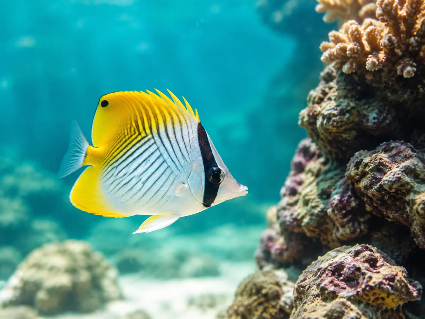 Buttercup patrols the edge of the reef and considers every bit of it hers to inspect.