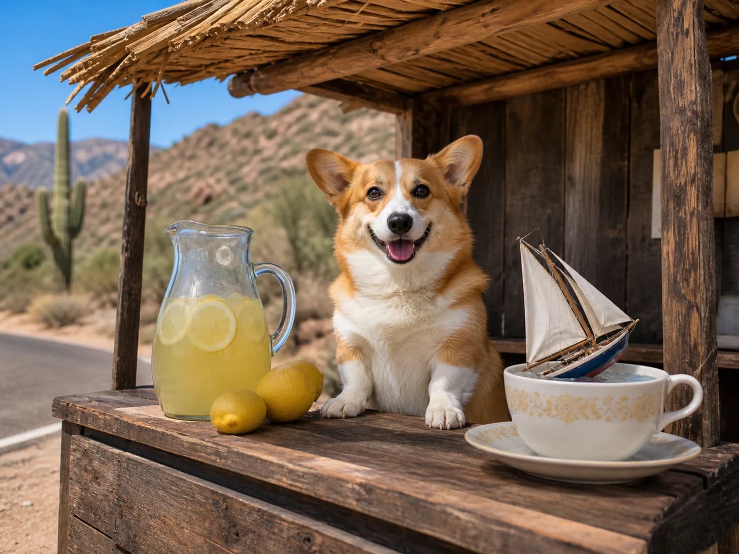 Parsnip II was promoted to ambitious roadside lemonade vendor; unfortunately, a model sailboat becomes stranded in a teacup.