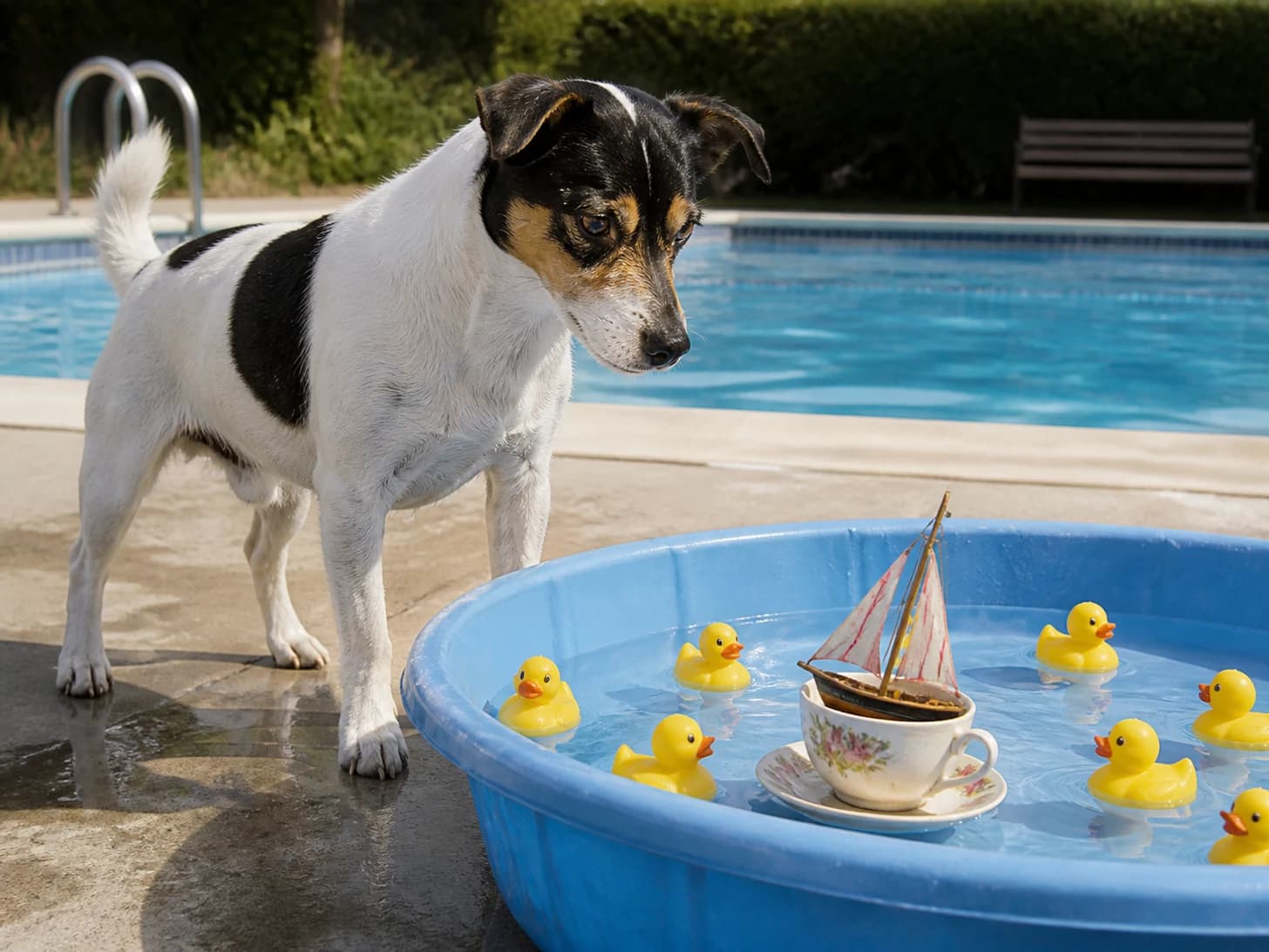 Maple was promoted to lifeguard supervising a paddling pool for rubber ducks; unfortunately, a model sailboat becomes stranded in a teacup.