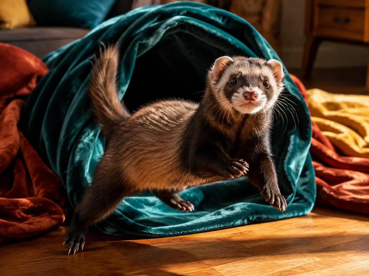 Loki went into the blanket at one end and emerged somewhere else entirely.