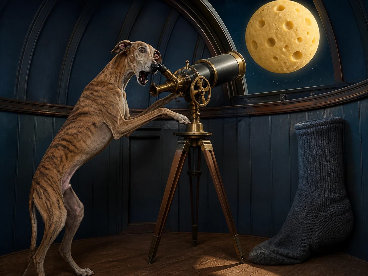 Clover was promoted to astronomer discovering that the moon is a cheese wheel; unfortunately, a single enormous sock appears without explanation.