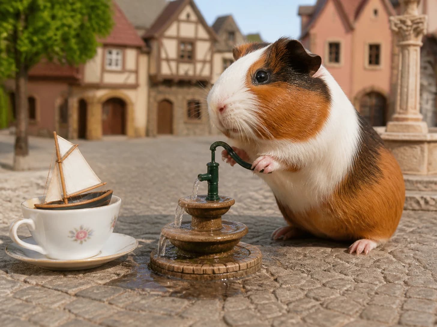 Parsnip was promoted to mayor opening a very small fountain; unfortunately, a model sailboat becomes stranded in a teacup.