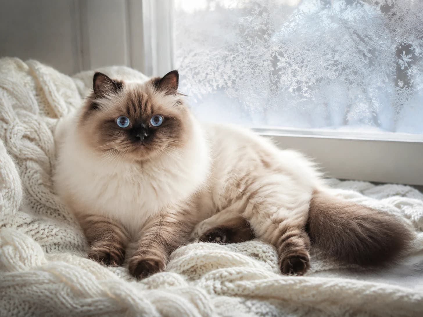 Misty picked the coldest window in the house and the warmest blanket beneath it.