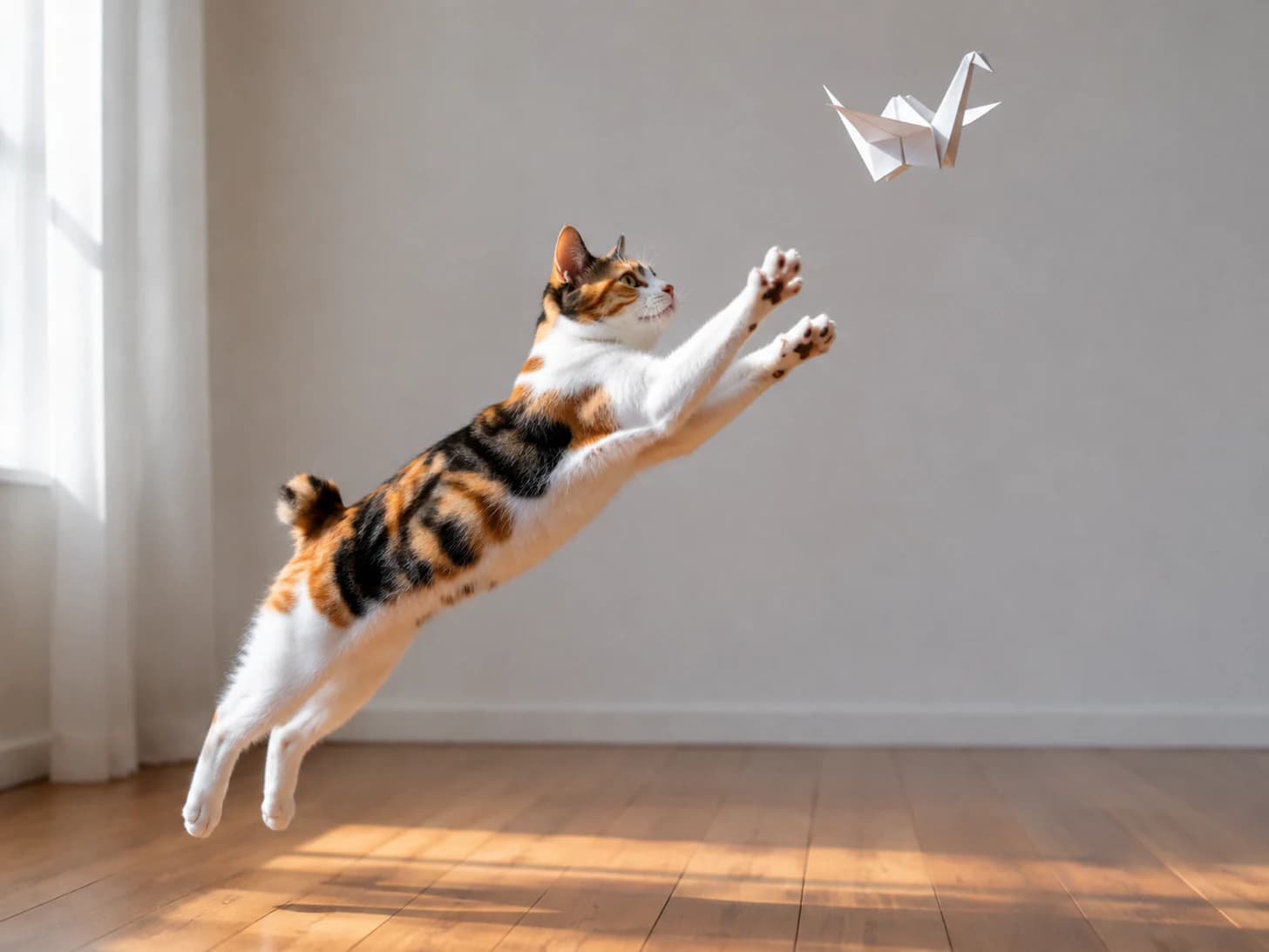 Momo has taken the paper crane down twice already. I keep folding new ones.