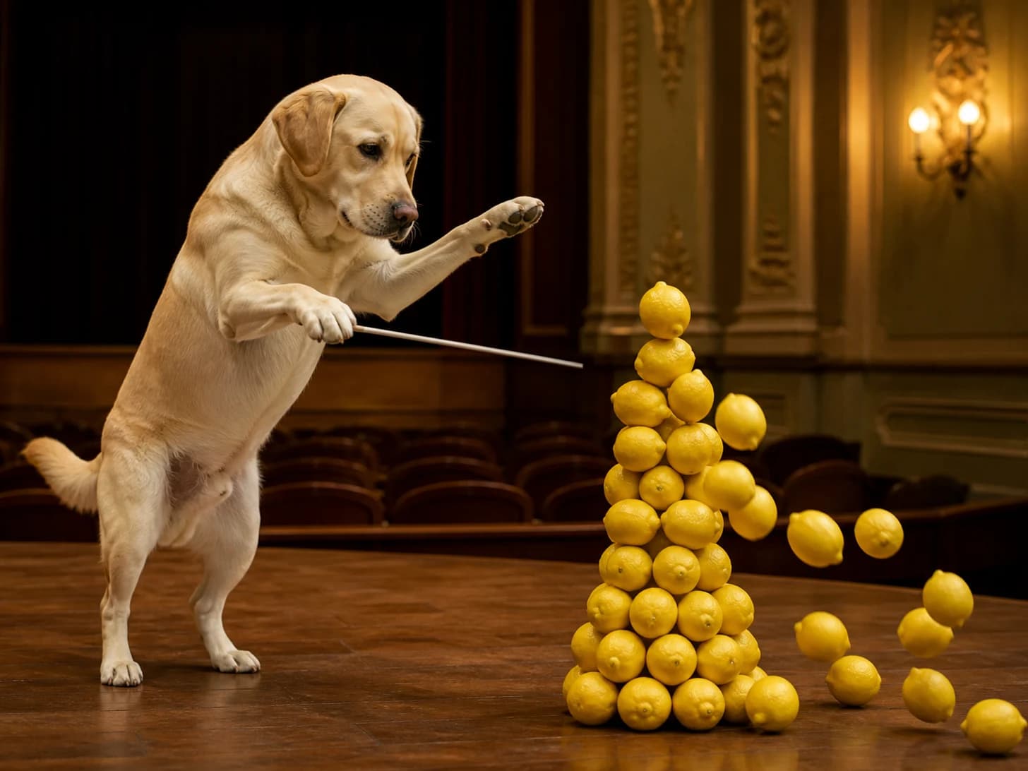 Biscuit began the concert with confidence; the lemons declined to follow the score.