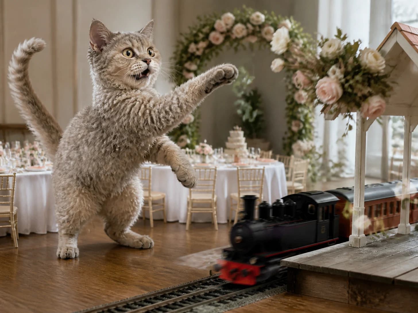 Comet was promoted to wedding planner facing a runaway bouquet; unfortunately, a clockwork train misses the platform.