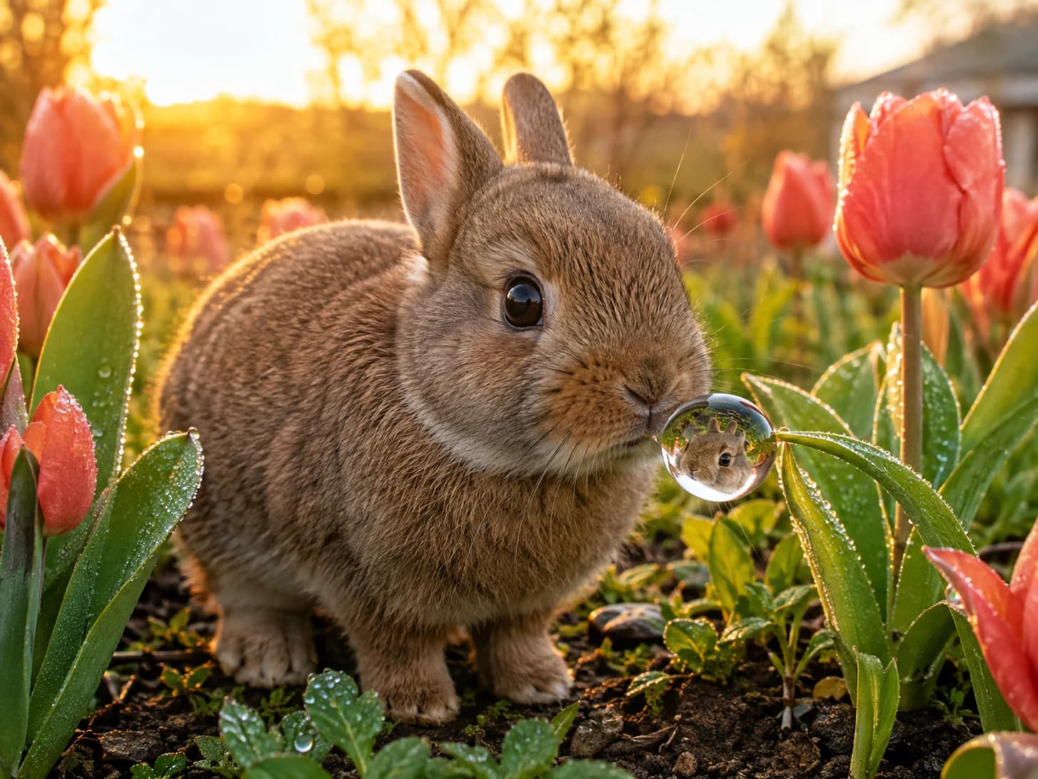 Tulip found a raindrop with a rabbit inside it and has been investigating for some minutes.